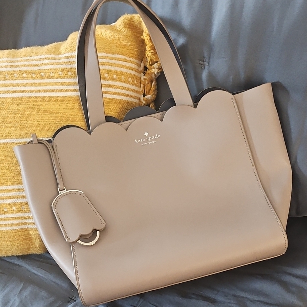 Kate Spade Gray Scalloped Tote Bag